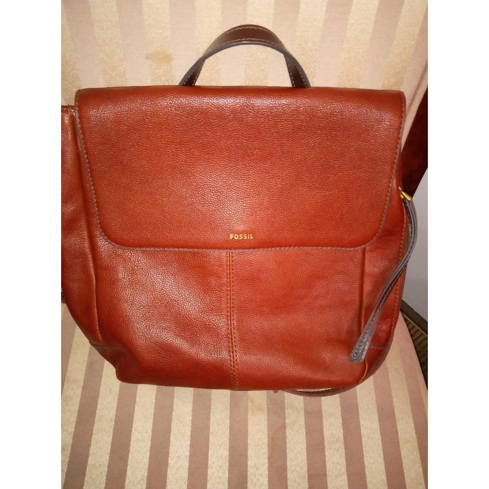 Fossil Brown Leather Backpack